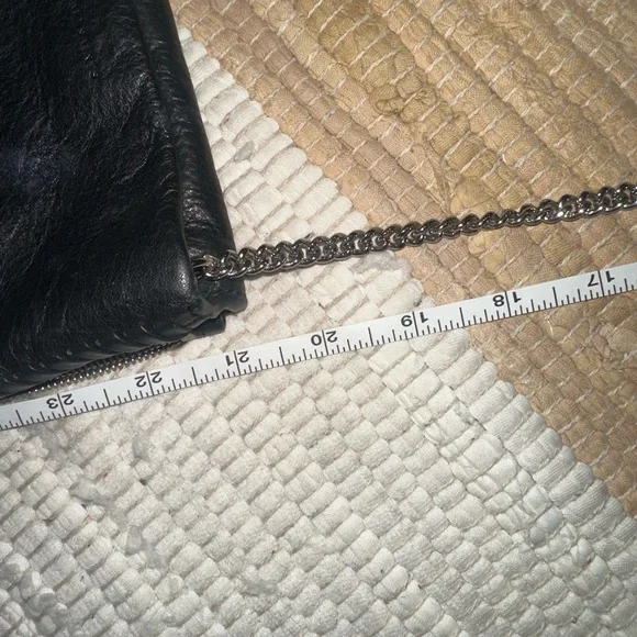All Saints Black whipstitch cross body purse silver chain - Picture 8 of 13